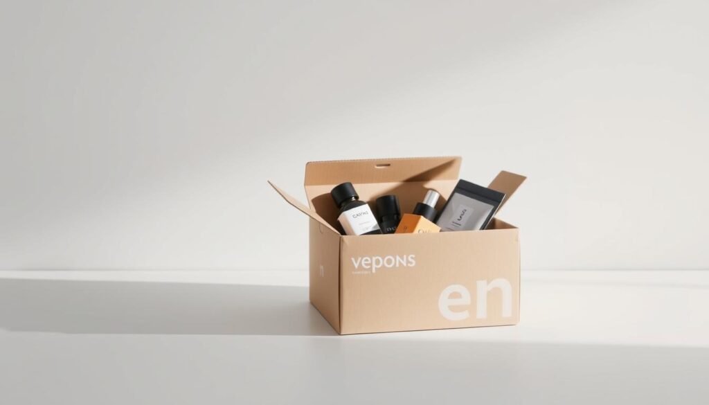 A sleek, modern subscription box presented in a clean, minimalist design. The box sits atop a white table, casting a soft shadow. The box's exterior is made of high-quality cardboard, with a matte finish and subtle branding elements. The lid is slightly ajar, revealing the carefully curated contents within - an assortment of premium products neatly arranged. Soft, diffused lighting illuminates the scene, creating a sense of elegance and sophistication. The composition is balanced, with the box occupying the foreground, and a plain, gradient background providing a calming, distraction-free environment. The overall mood is one of refinement, exclusivity, and anticipation, reflecting the aspirational nature of a successful subscription box service. A sleek, modern subscription box presented in a clean, minimalist design. The box sits atop a white table, casting a soft shadow. The box's exterior is made of high-quality cardboard, with a matte finish and subtle branding elements. The lid is slightly ajar, revealing the carefully curated contents within - an assortment of premium products neatly arranged. Soft, diffused lighting illuminates the scene, creating a sense of elegance and sophistication. The composition is balanced, with the box occupying the foreground, and a plain, gradient background providing a calming, distraction-free environment. The overall mood is one of refinement, exclusivity, and anticipation, reflecting the aspirational nature of a successful subscription box service.