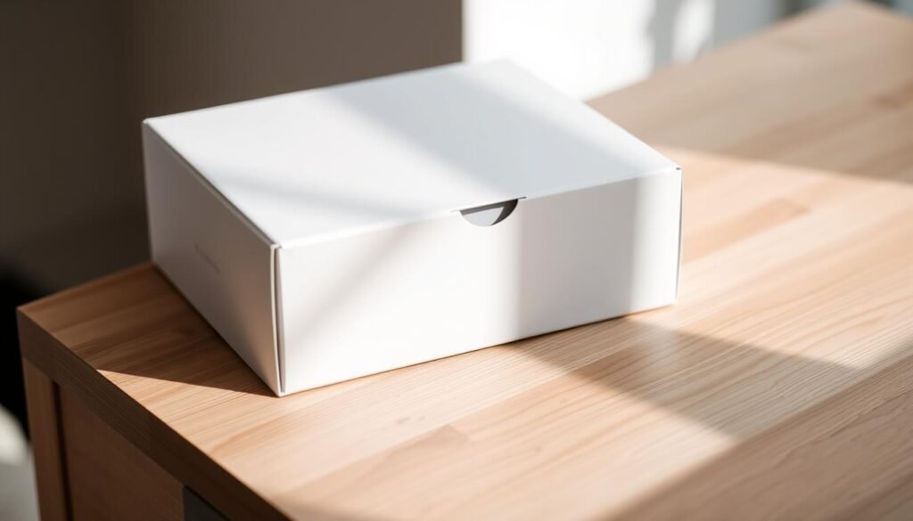 A sleek, modern subscription box rests on a minimalist wooden surface, its clean lines and muted color palette exuding an air of sophistication. The box's exterior is a crisp white, with a subtle embossed logo adding a touch of elegance. The lid is slightly ajar, hinting at the carefully curated contents within. Soft, directional lighting from the left side casts gentle shadows, accentuating the box's three-dimensional form and drawing the viewer's eye to the central subject. The background is blurred, allowing the subscription box to be the focal point, emphasizing its importance as the central element of the scene. A sleek, modern subscription box rests on a minimalist wooden surface, its clean lines and muted color palette exuding an air of sophistication. The box's exterior is a crisp white, with a subtle embossed logo adding a touch of elegance. The lid is slightly ajar, hinting at the carefully curated contents within. Soft, directional lighting from the left side casts gentle shadows, accentuating the box's three-dimensional form and drawing the viewer's eye to the central subject. The background is blurred, allowing the subscription box to be the focal point, emphasizing its importance as the central element of the scene.